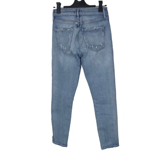 Agolde High Rise 5 Pocket Zip Up Distressed Jeans Size 24 - Picture 5 of 8